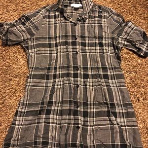 Charlotte Russe black plaid flannel dress shirt